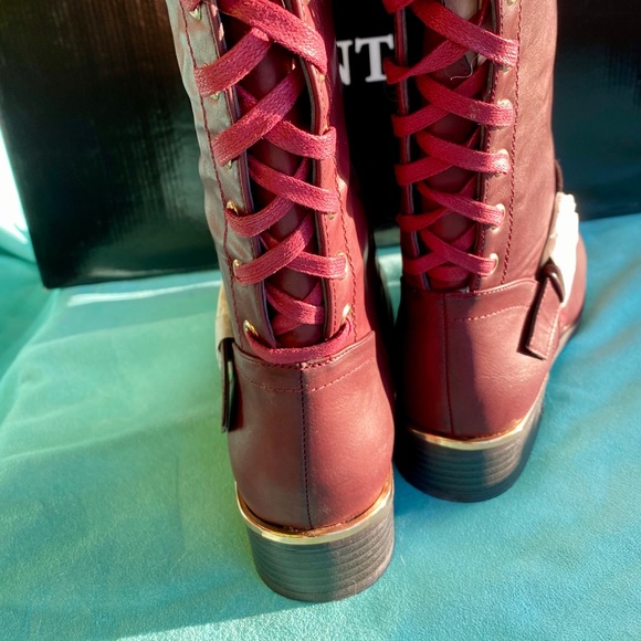 Wanted Lounge Lace-Back Riding Boots sz 9 Burgundy - Picture 11 of 16